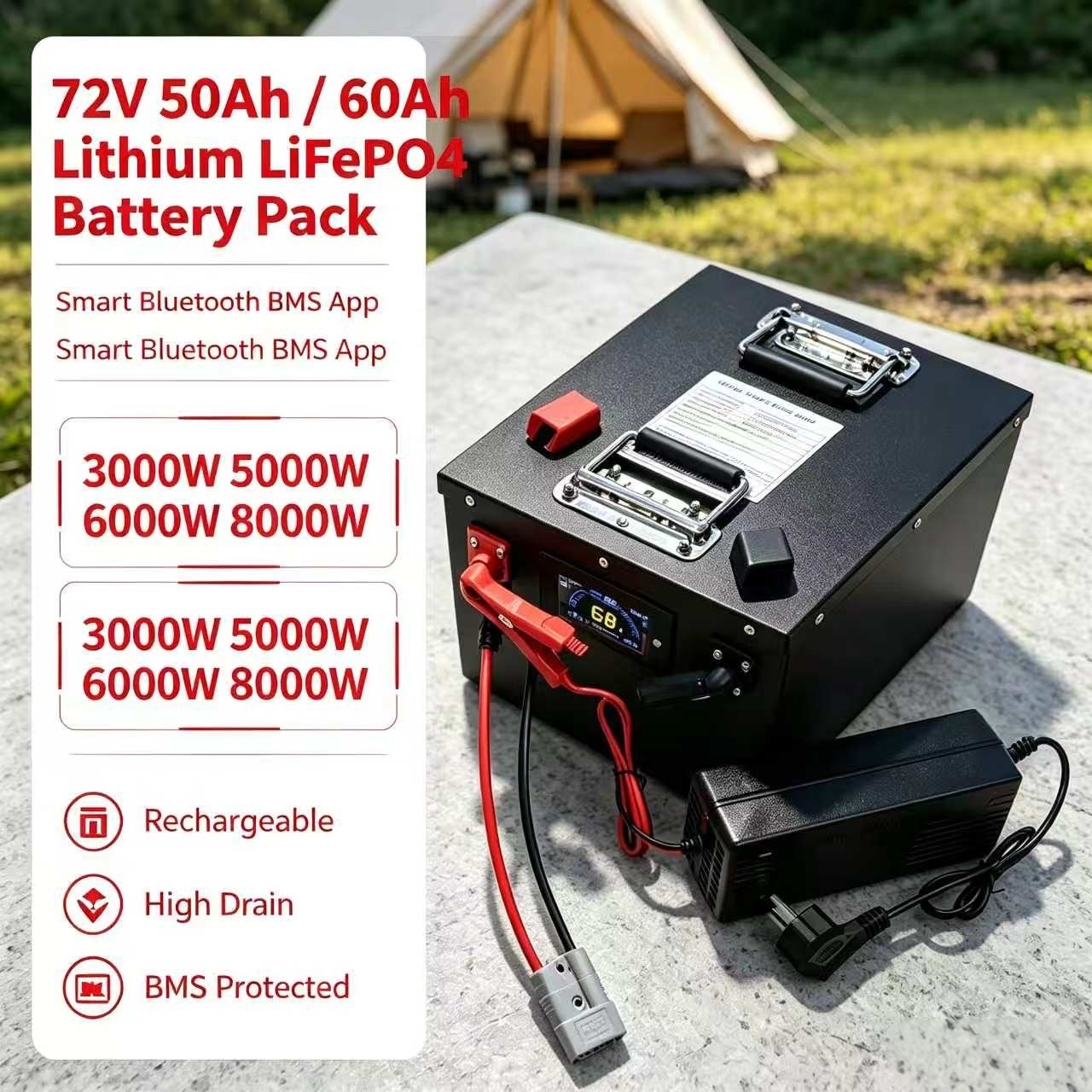 72V 60Ah Lifepo4 Battery Pack - Akumulator litowo-żelazowo-fosforanowy (LiFePO4) 72V 50Ah 50A