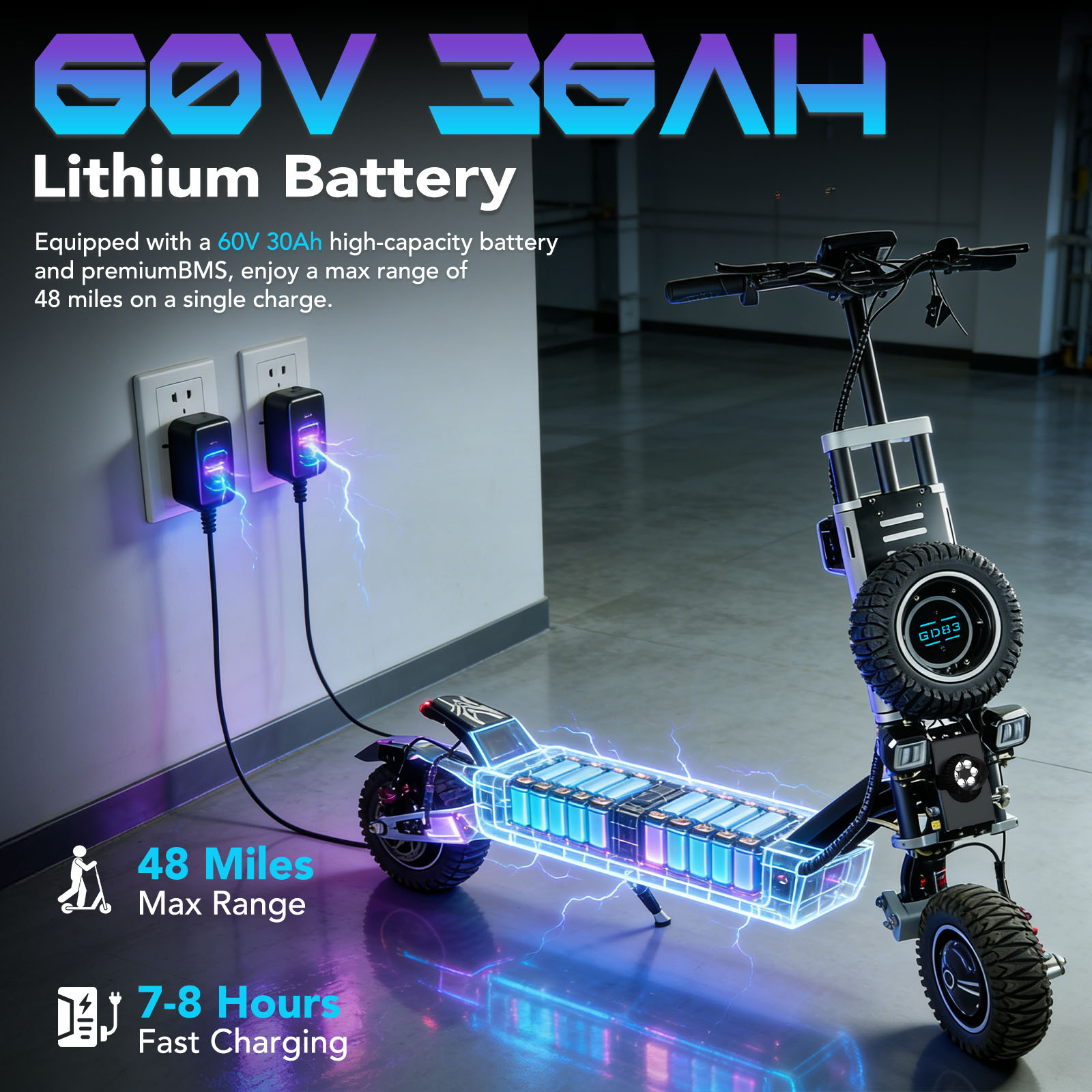 OBARTER GD83 – elektryczny sku – 60V 5600W Dual Motor Electric Scooter recenzja i cena